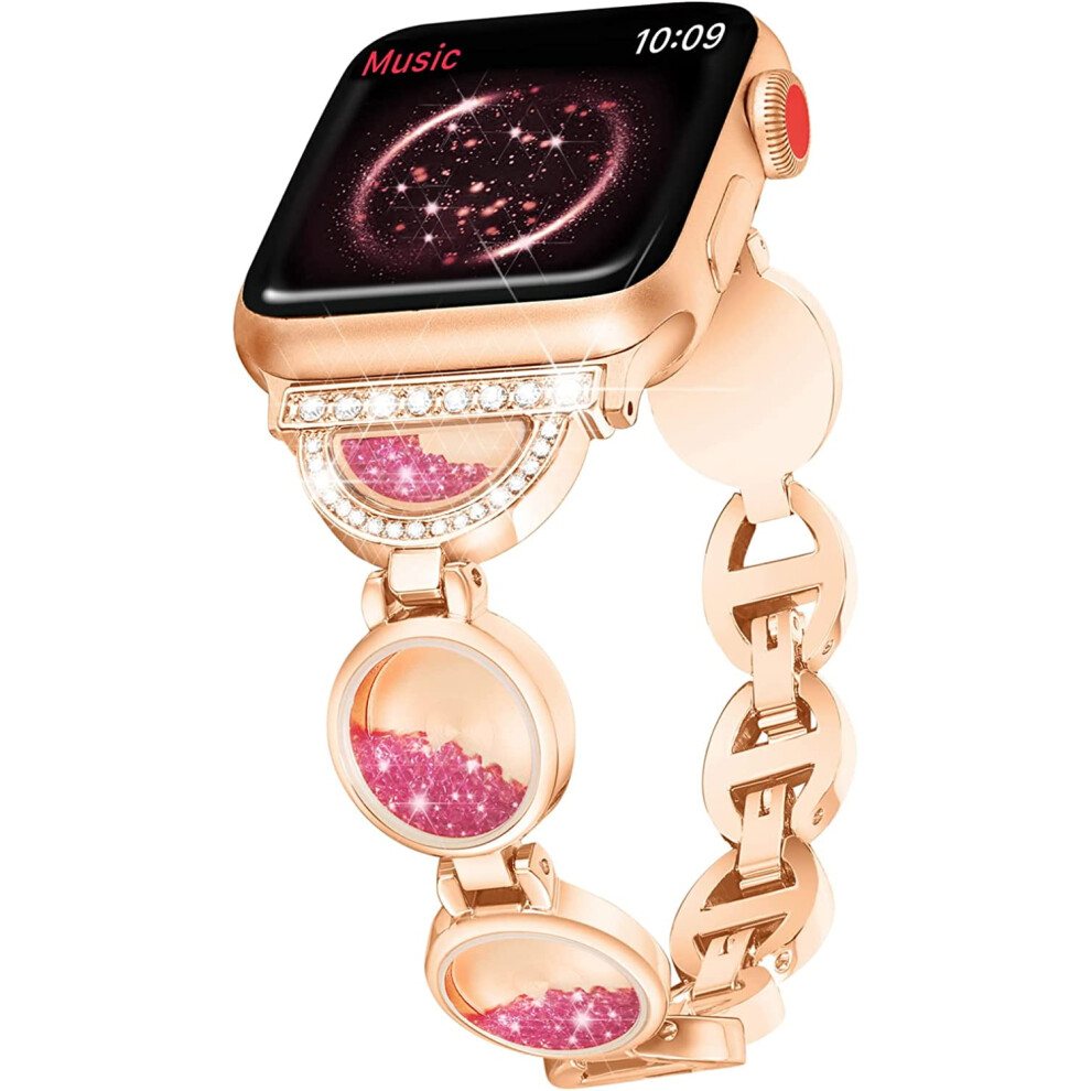 Compatible With Apple Watch 38/40/41Mm Â Ambilight WomenâS Bling Diamond Sand Circle Metal Band For Series 7,6,5,4,3,2,1,Se 9028731092744