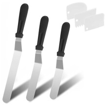 3-Piece Offset Spatula Set (6", 8", 10") for Frosting & Decorating – Stainless Steel Icing Spreader, Compatible with All Cake Types