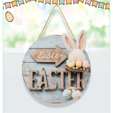 Outdoor Easter Door Sign – Weather-Resistant Wooden Bunny Plaque, Double-Sided, for Garden/Porch/Patio, Spring Welcome Decor