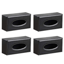 4X Capa de Caixa Tecido Couro, Caixa Lenço Rosto, Caixa Armazenamento de Guardanapos Moderna, Caixa de Toalha de Carro, Gaveta de Couro PU de Carro,