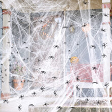 2000 sqft Super Stretch Halloween Spider Web Decor w/ 40 Fake Spiders – Indoor/Outdoor, Haunted House, Compatible with Halloween Party