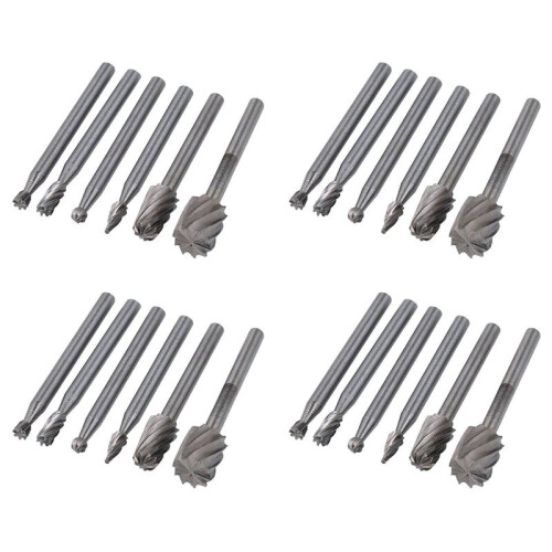 24PCS HSS Rotary Multi Tool Burr Routing Router Bit Mill Cutter Attachment for