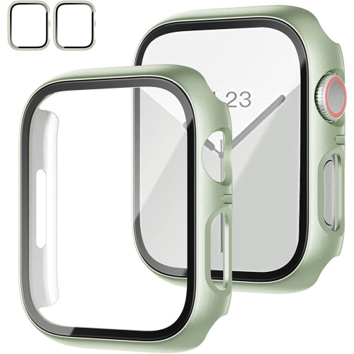 Θήκη XiHAMA2-Pack + Προστατευτικό οθόνης από σκληρυμένο γυαλί συμβατό με Apple Watch Series9/8/7