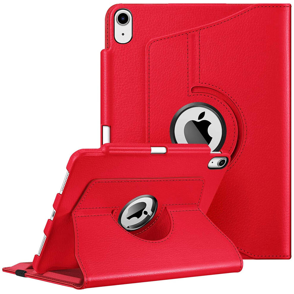 Rotating Case For Ipad Air 5Th Gen (2022) & 4Th Gen (2020), 10.9", Pencil Holder, 360 Stand, Auto Sleep/Wake Â Red 9028731092041