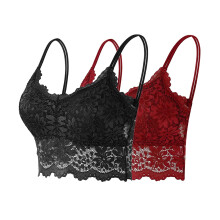 2PCS Women's Lace Bralette - Strappy Backless Anti-Slip Camisole Bra, Floral Lace Lingerie for Daily Wear & Layering (S-XL)
