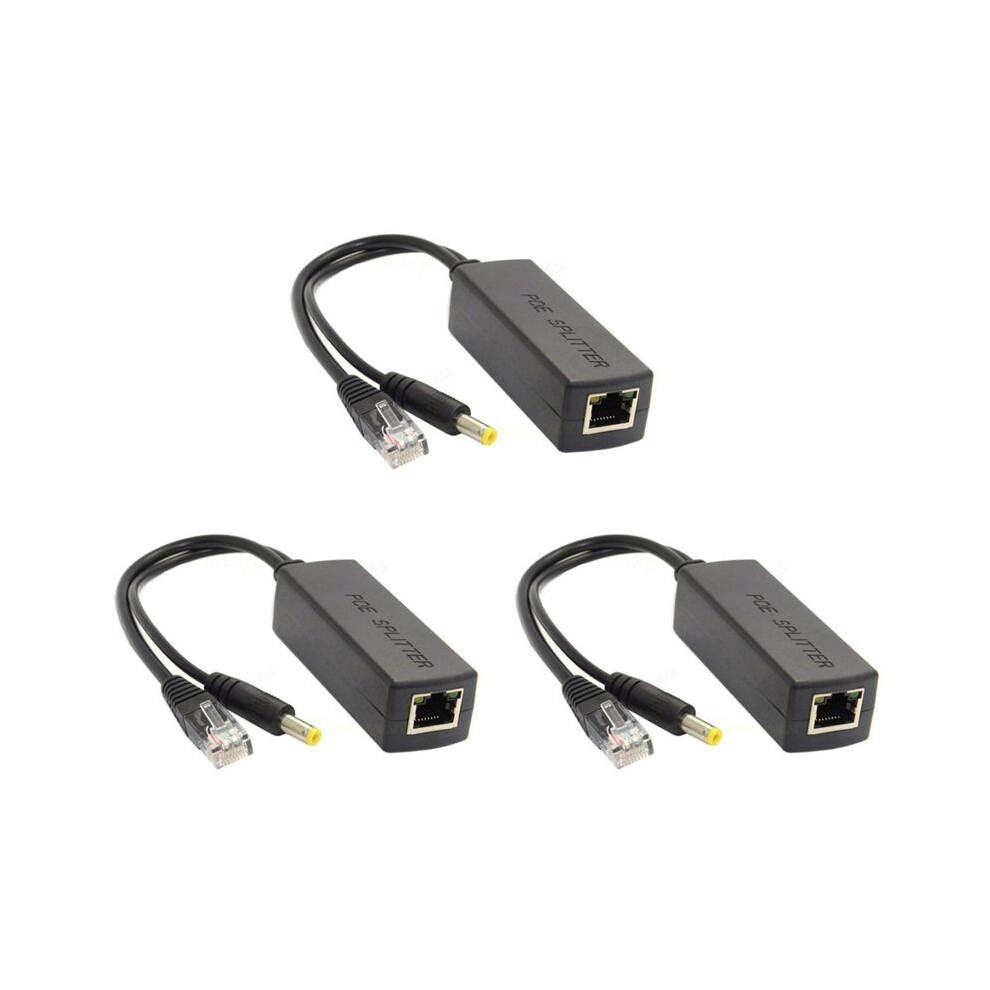 3X Gigabit Poe Splitter 10/100Mbps Poe Splitter Output 12V Power Over Ethernet Ieee 802.3Af Black 6032755246048