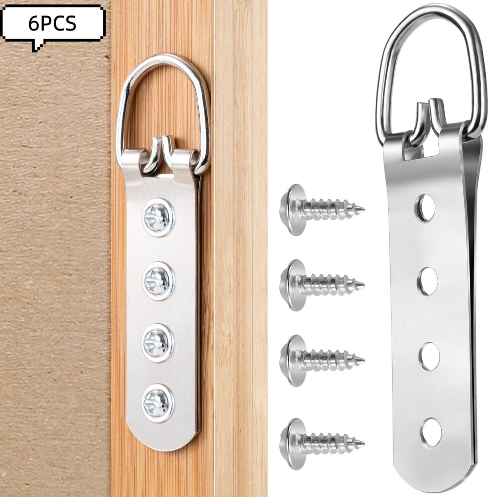 6 Pcs Super Heavy Duty Extra Large Strap Hanger 4 Holes D-Ring Hanger With 24Pcs Screws For Hanging Picture Photo Frame 9028731093765