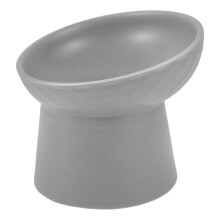 Grey Ceramic Elevated Dog Bowl Anti-Vomit Pet Feeding Dish 1 Piece