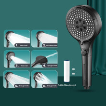 Turbo Handheld Shower Head 6 Modes Pressurized Stop Filter
