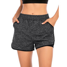 LELINTA Dame Yoga Workout Shorts med Elastisk Talje Mini Hot Gym Shorts Grå/Rosarød/Blå/Lilla