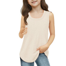 Girls Summer Tank Top Crew Neck Sleeveless Solid 3-13 Years