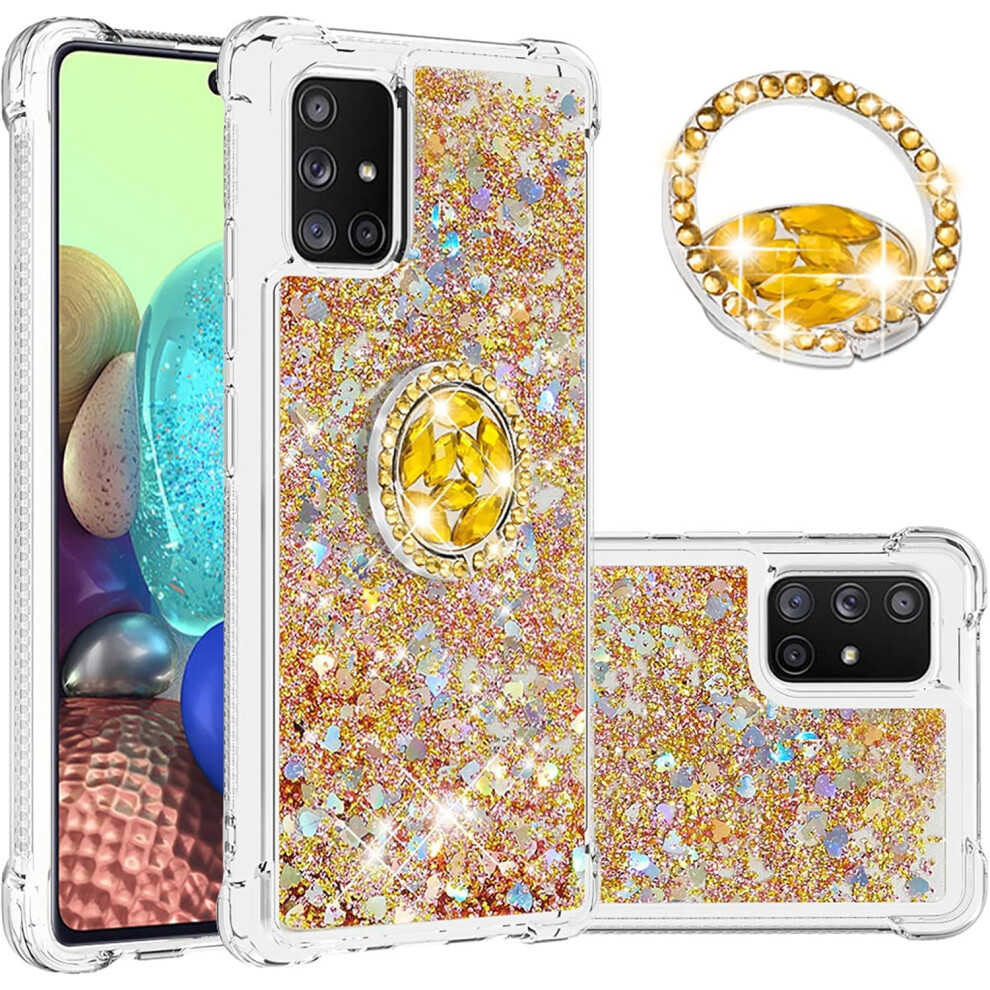 Glitter Clear Tpu Case For Compatible With Samsung Galaxy A71 5G Â Quicksand Sparkle, Shockproof, Stand, Gold 9479868438750