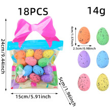 Conjunto de 18 Ovos de Páscoa de Espuma Coloridos e Miniaturas – Mini Enfeites, Ideal para Cestas e Decoração de Páscoa