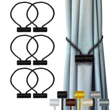 Magnetic Curtain Tiebacks Black 6pcs, Curtain Tiebacks Buckles Holdbacks Holders Hooks Clip for Home Outdoor Bedroom Office Decorative Curtain