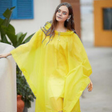 (Yellow) Rain Ponchos For Women And Men (2 Pack) With Drawstring Hood For Adults
