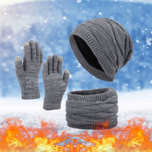 Winter Beanie, Scarf & Touchscreen Gloves Set – Fleece-Lined, Thick Knit, Warm for Women