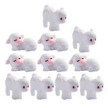 OUNONA 10 pezzi Mini figure di pecore in resina, piccole statuette di animali, decorazione per torte, pecore in miniatura, simpatici agnelli,