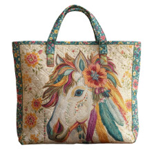 Quilted Travel Duffel Bag for Women with Floral Pattern