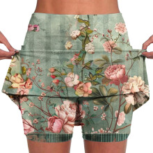 Summer Shorts Skirts for Women Floral Print Mid-waist Sports Skirts Swimsuit Bottom, Size S-5XL