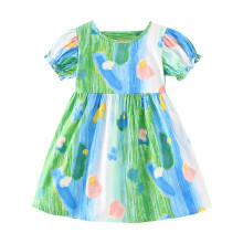 Kjole til piger forår sommer ny sød rund hals print mode prinsessekjoler, størrelser 1-6 år