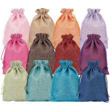 24 PCS 12 Color Burlap Bags with Drawstring Gift Bags Jewelry Pouch for Wedding Party and DIY Craft Flat Measurement: 18cm x 13 cm (7 x 5 Inch) DIY