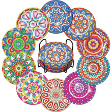 Diamond Painting Coasters Kit with Holder – Datura Flower Design, 10-Pc DIY Diamond Art for Beginners & Adults