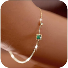 Love Heart Bracelet for Women – 925 Sterling Silver, Star/Moon/Emerald Charm, 14K Gold-Plated Adjustable Bangle – Christmas Gift for Daughter or