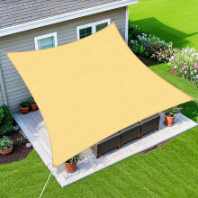 Sluneční plachta 10'X10' se zaoblenými okraji, venkovní stínicí stříška, písková, prodyšná, 95% UV blok, stínicí látka na terasu,