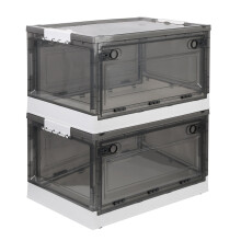 15Gallon Foldable Plastic Storage Bins with Lids & Wheels, 2-Pack, Stackable Closet Organizer for Clothes, Toys, Books