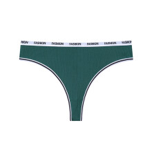 Låg midja med bokstavstryck, sexig och fräck stil för bikini, gym och vardagskläder, bekväm och flörtig mörkgrön M