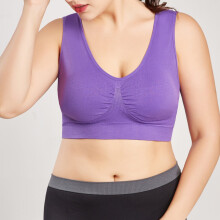 Sport-BH för kvinnor Ultratunn Plusstorlek Högt stöd Stor byst Racerback Vadderad Enfärgad Sport-BH Yoga Tränings-BH