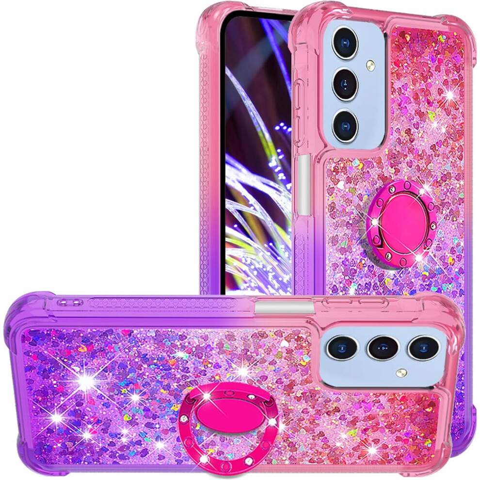 Compatible With Samsung Galaxy A16 – Bling Glitter Liquid Quicksand Case With Ring Kickstand, - Gradient Pink/Purple 9479868439641