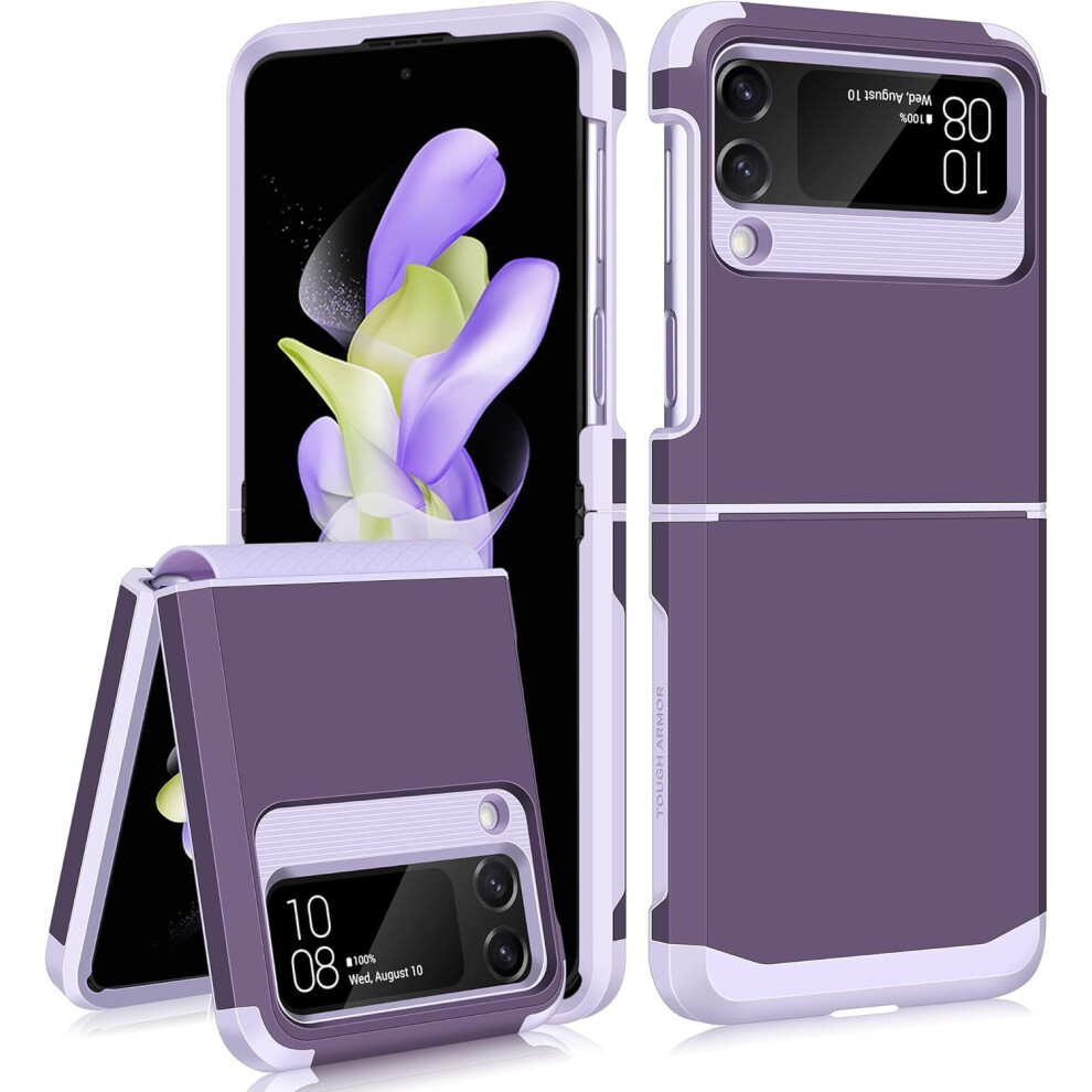 Compatible With Samsung Galaxy Z Flip 4 Case – Dual-Layer Pc+Tpu, Upgraded Hinge Protection, Shockproof Flip 4 Case (Purple) Purple 9479868439825