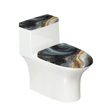 Elastic Edge Toilet Bowl Cover – Stretch Dust-Proof, U-Shaped, Black Gold Marble Texture, Fits All Toilet Shapes