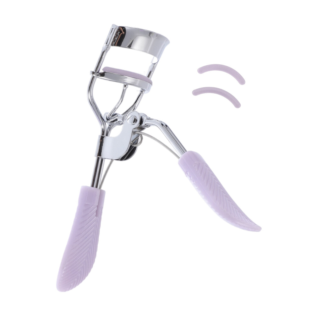 Purple 1 Pc Women Leaf Shaped Eyelash Curler For Beauty Parlor Business Travel Carbon Steel