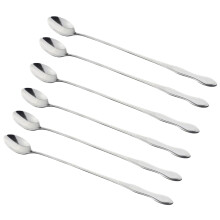 10" Long Handle Iced Tea & Coffee Spoon, Stainless Steel, Compatible with Bar/Kitchen/Home, Durable, Easy Clean, Valentine's Gift, 6-Pack