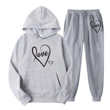 Conjunto de ropa de descanso para mujer, sudadera con capucha de manga larga – Gris, L | Compatible con estilos casuales y deportivos para mujer