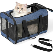 Kattetransportør Godkjent av flyselskap, myk hundetransportør med innvendig sikkerhetsbånd, transportør for små til mellomstore katter og valper