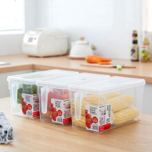 Refrigerator Storage Box Drawer Organizer – 10.8 x 6 x 5.8in Slim Plastic Clear Bin with Wheels for Kitchen Food