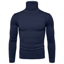 Herretrøje med rullekrave, basislag, slim fit, ensfarvet, langærmet, tætsiddende top, strik, efterår/vinter, alsidige jumpertoppe