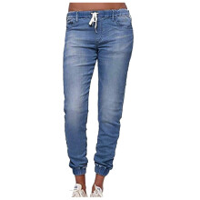 Blå jeans för kvinnor med medelhög midja, raka ben, enfärgade, ljusblå, XXL