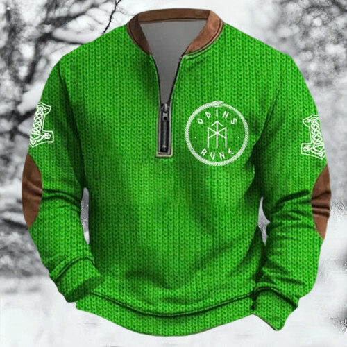 Age Norse Mythology Midweight Pullover Sweater For With Half Zip Neck Design