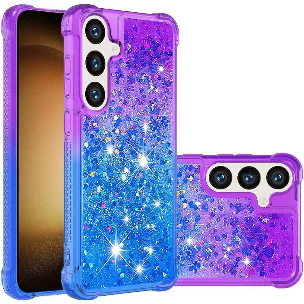 Glitter Sparkle Liquid Bling Phone Case For Compatible With Samsung Galaxy S24 Fe – Gradient Shockproof Soft Tpu Purple 9479868436954