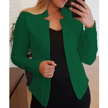 Pluss størrelse dameblazer med åpen front og lange ermer, avslappet ensfarget dressjakke til kontoret, S-5XL