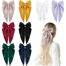 Satin Layered Hair Bows French Style 8 Pcs 6.5 Inch