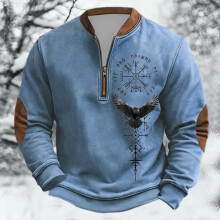 Pull-over à demi-zip, style mythologie nordique, poids moyen