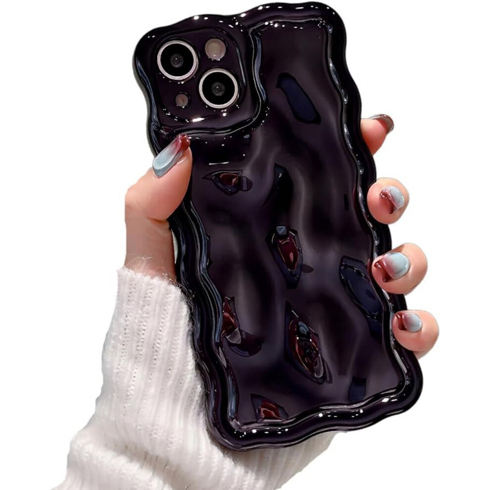 Luxury Electroplated Water Ripple Iphone Case Â Curly Wave Frame, Camera Protection, Shockproof Bumper (, Compatible With Iphone 12) Black 9479868437081