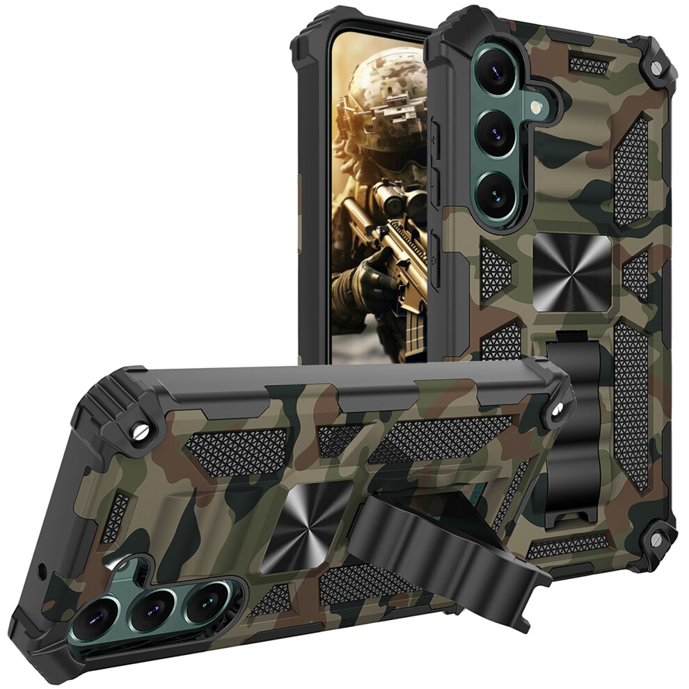Ccsmall Camo Case For Samsung Galaxy A25 5G Â Heavy Duty Shockproof Cover With Kickstand, Army Green 9479868607347
