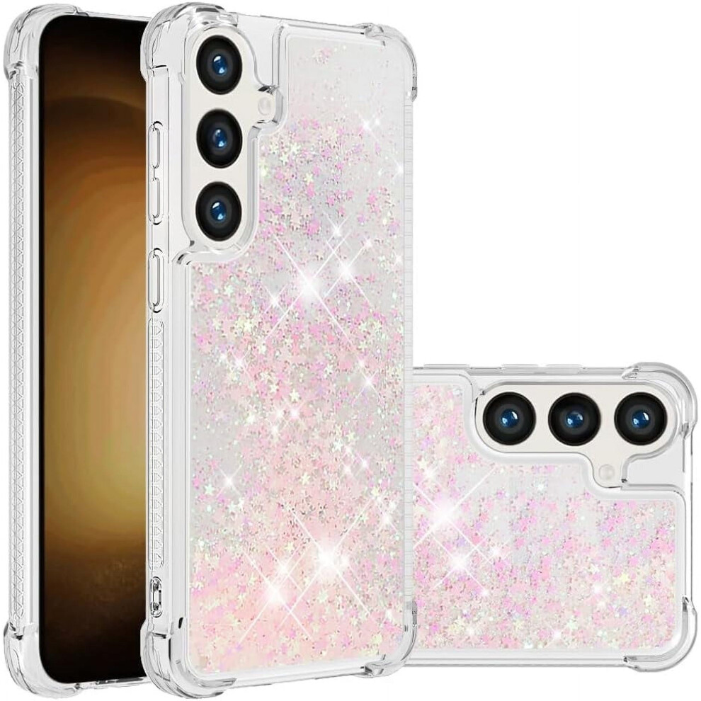 Glitter Liquid Quicksand Case For Samsung Galaxy S24 Fe Â Sparkle Floating, Shockproof Soft Tpu Bumper, Star Pink 9479868437562
