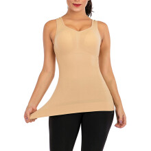 Damekompressionsvest med indbyggede, aftagelige BH-indlæg, bodyshaper-tanktoppe til kvinder